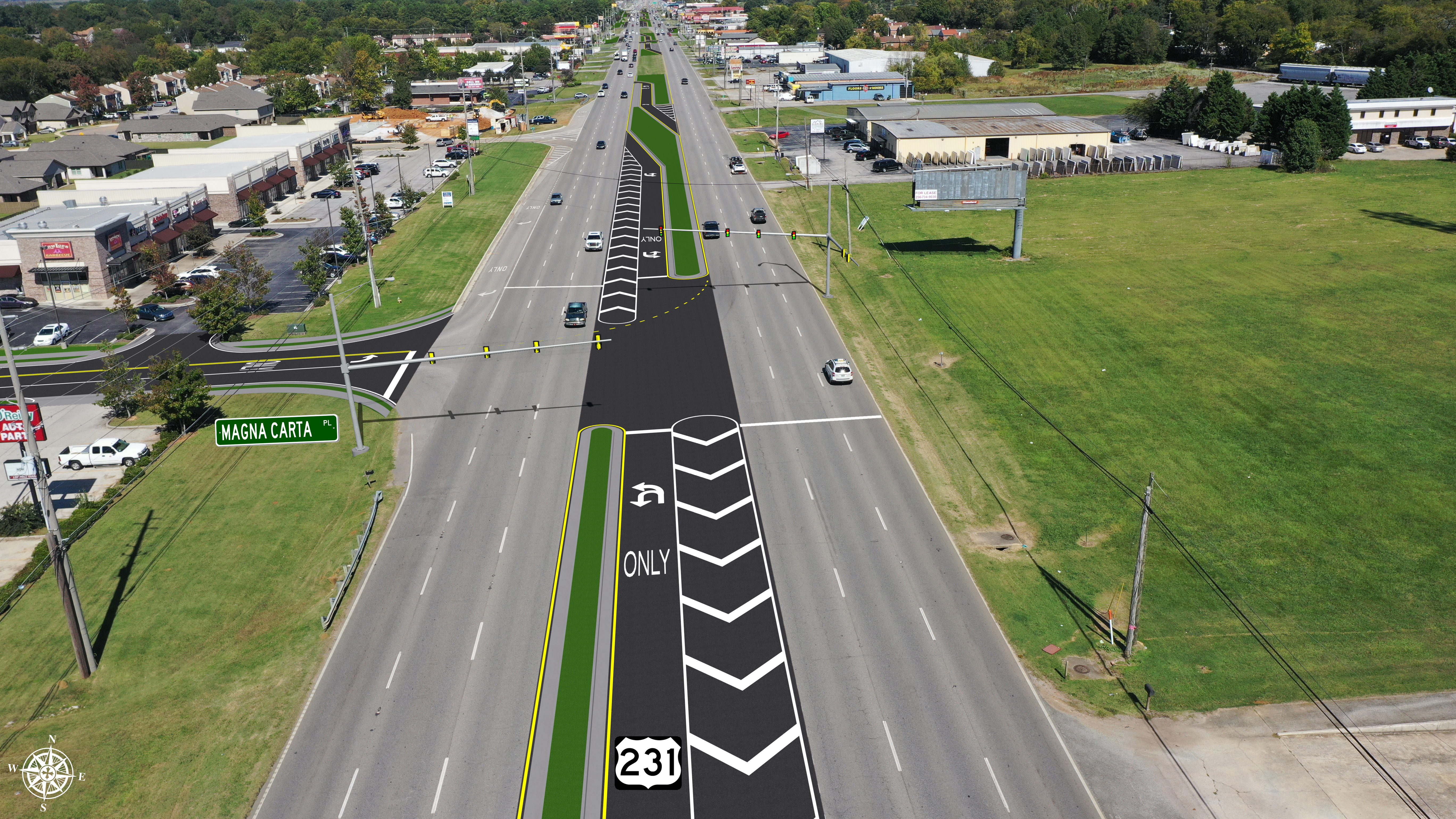 South Memorial Parkway (SR-53) at Magna Carta Place - Proposed - North View